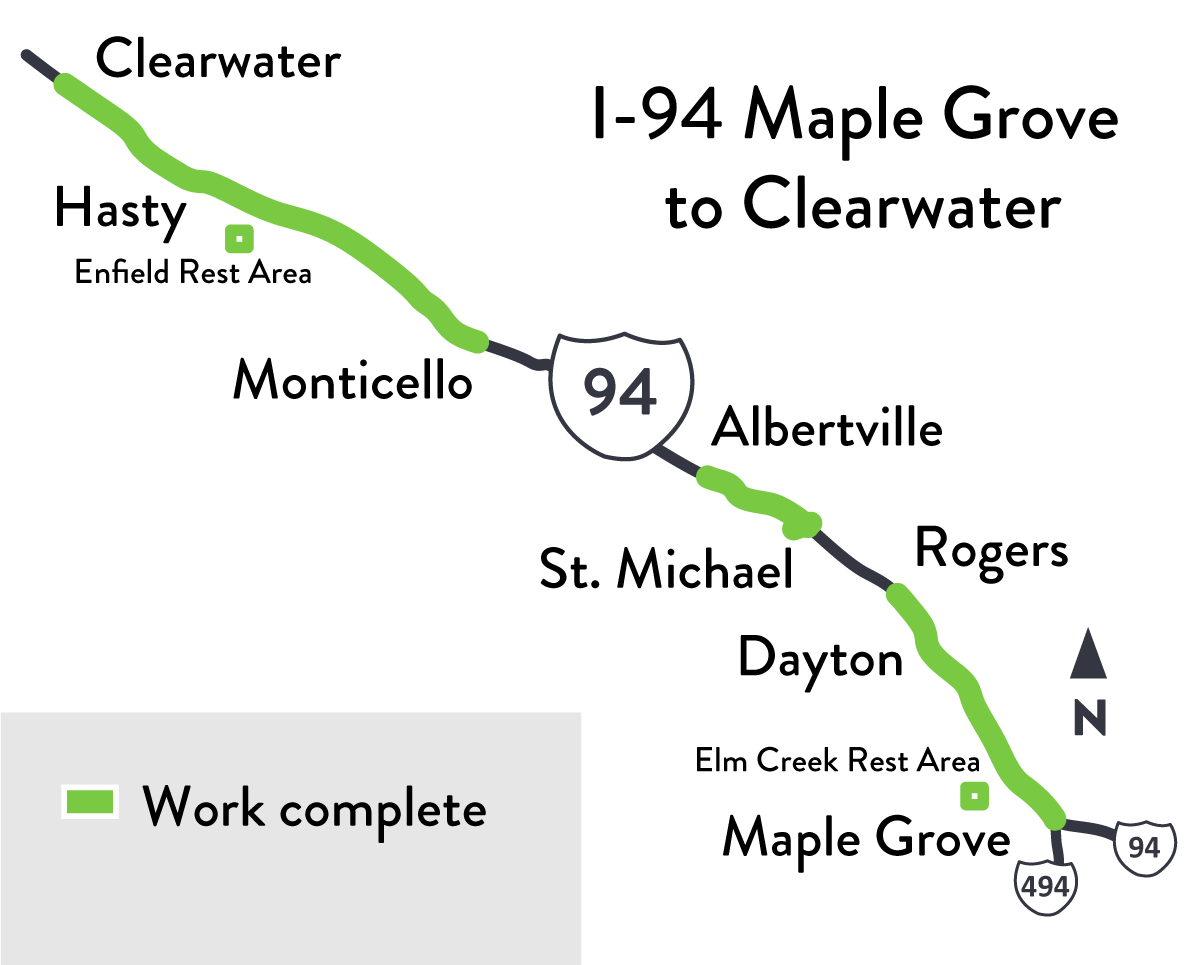I-94 Maple Grove to Clearwater project map graphic
