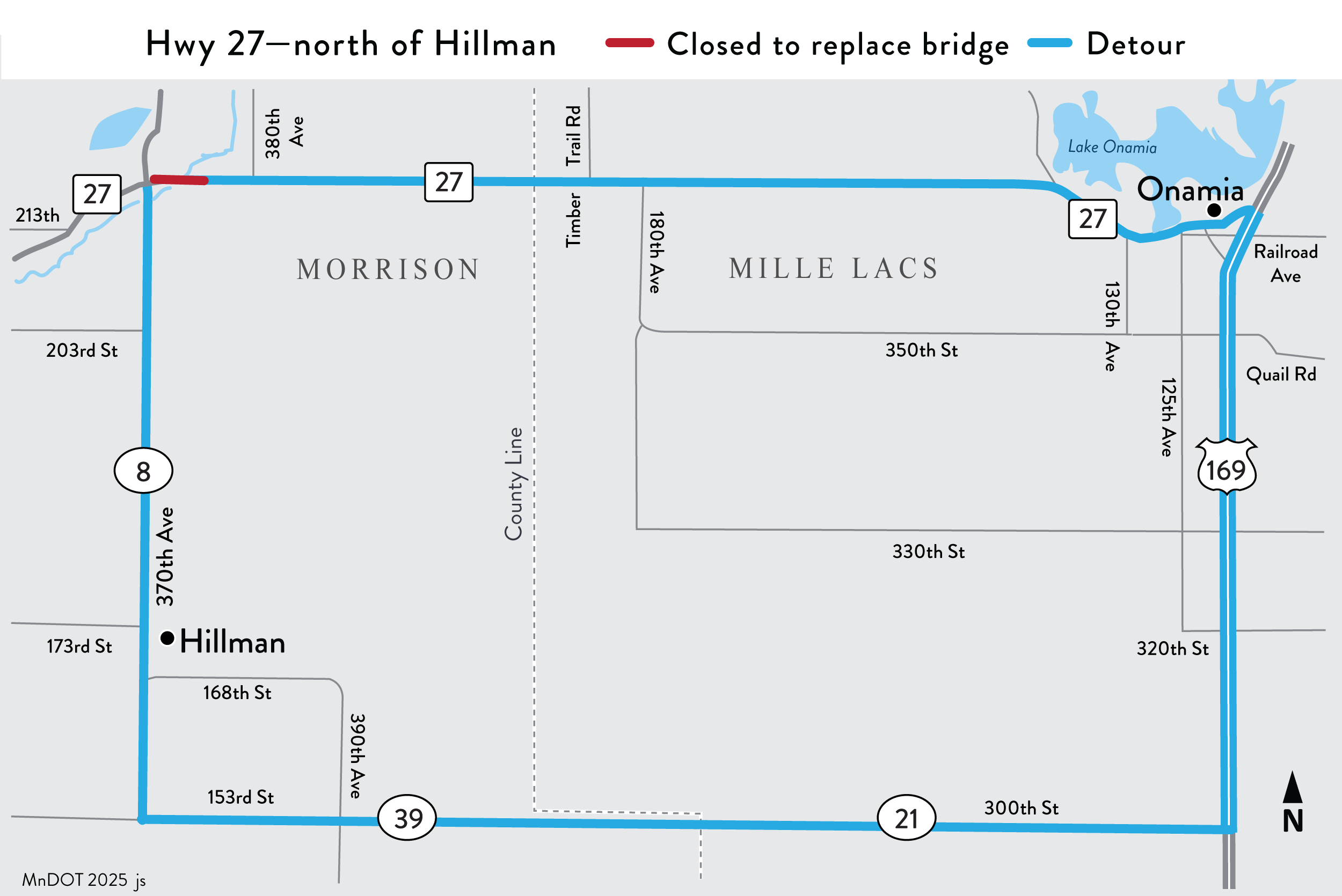 Hwy 27 detour Hillman to Onamia Hwy 27 detour Hillman to Onamia