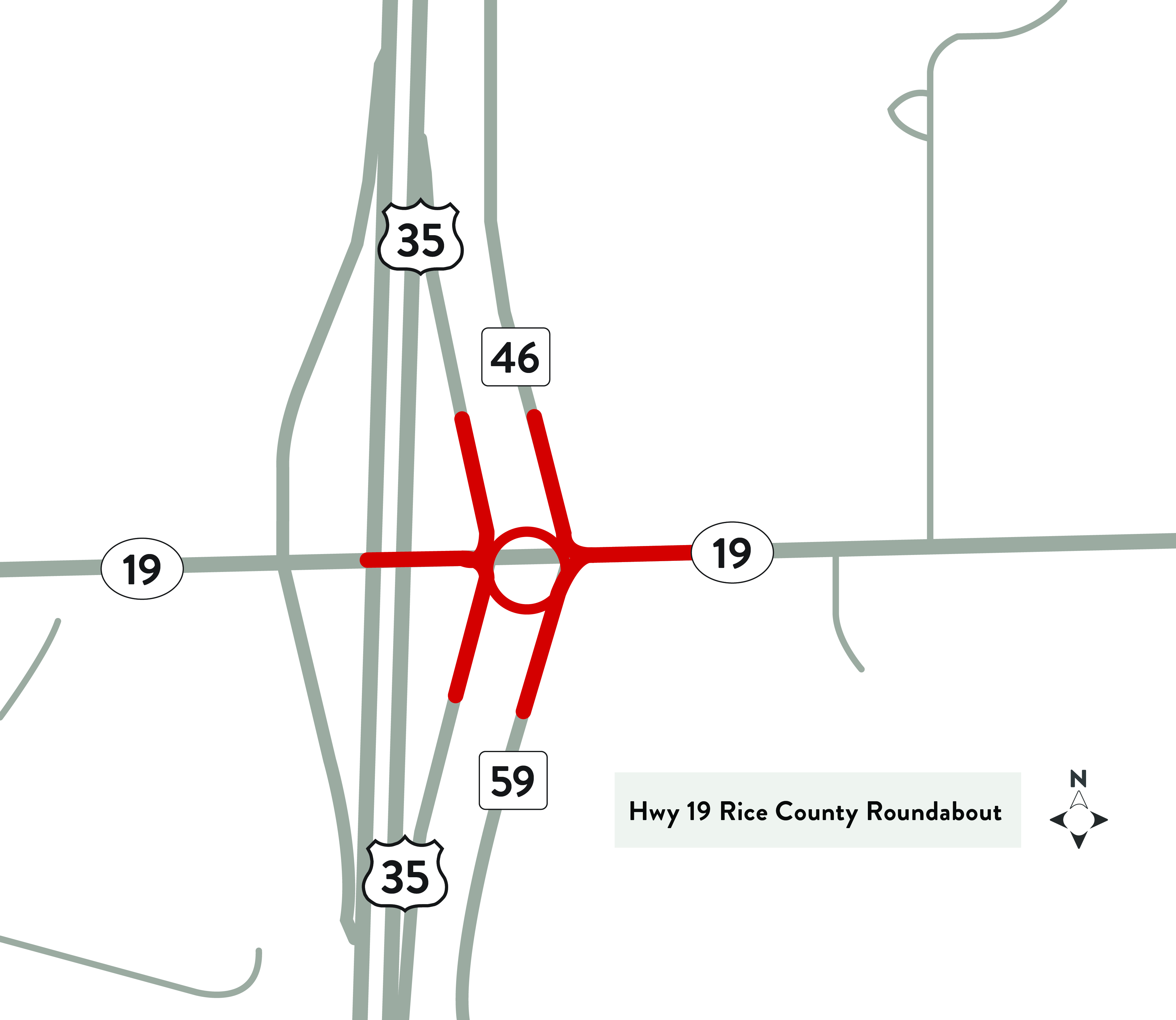 Highway 19 and I-35 project map