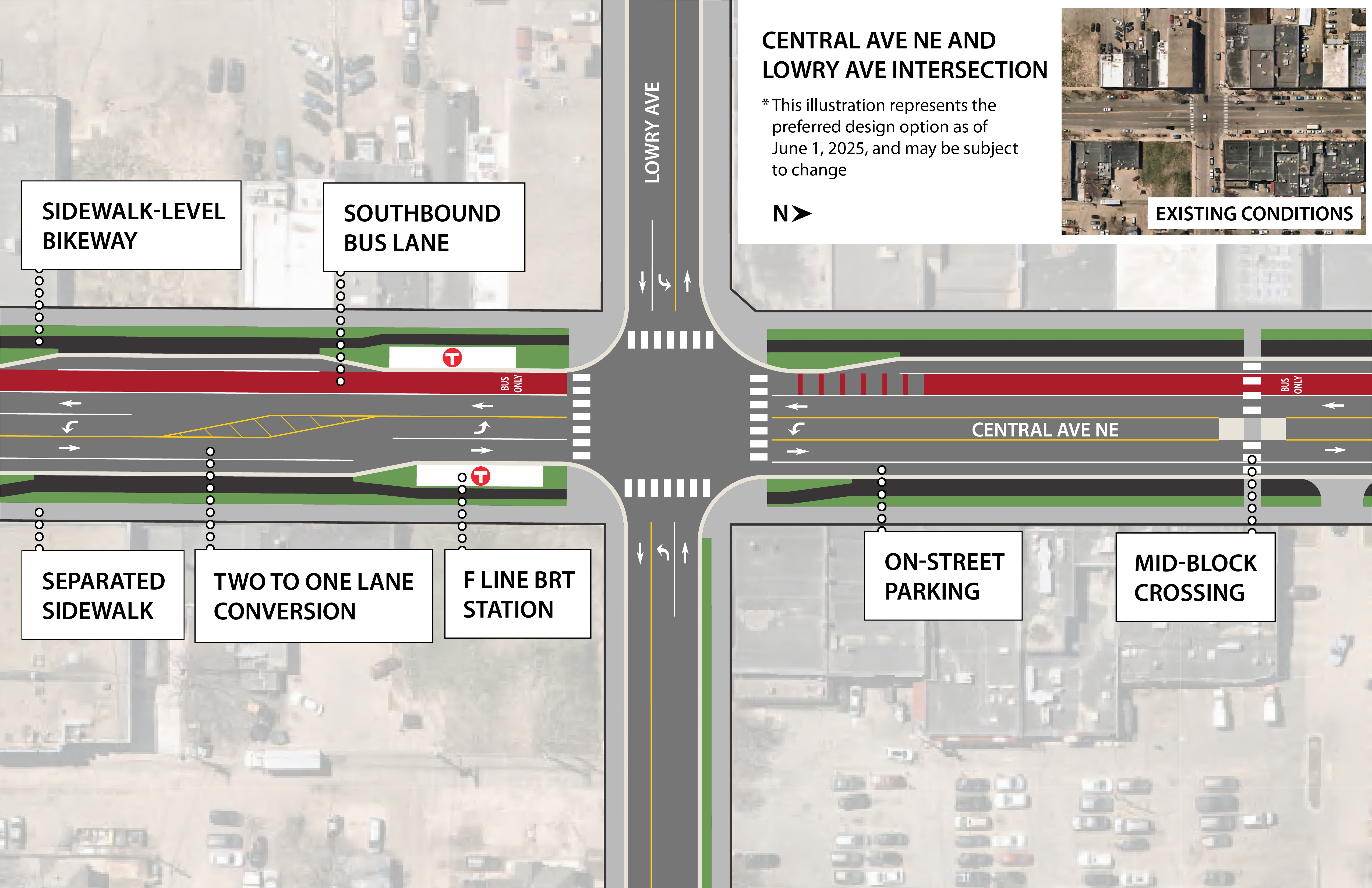 Central Avenue Northeast at Lowry Avenue proposed changes