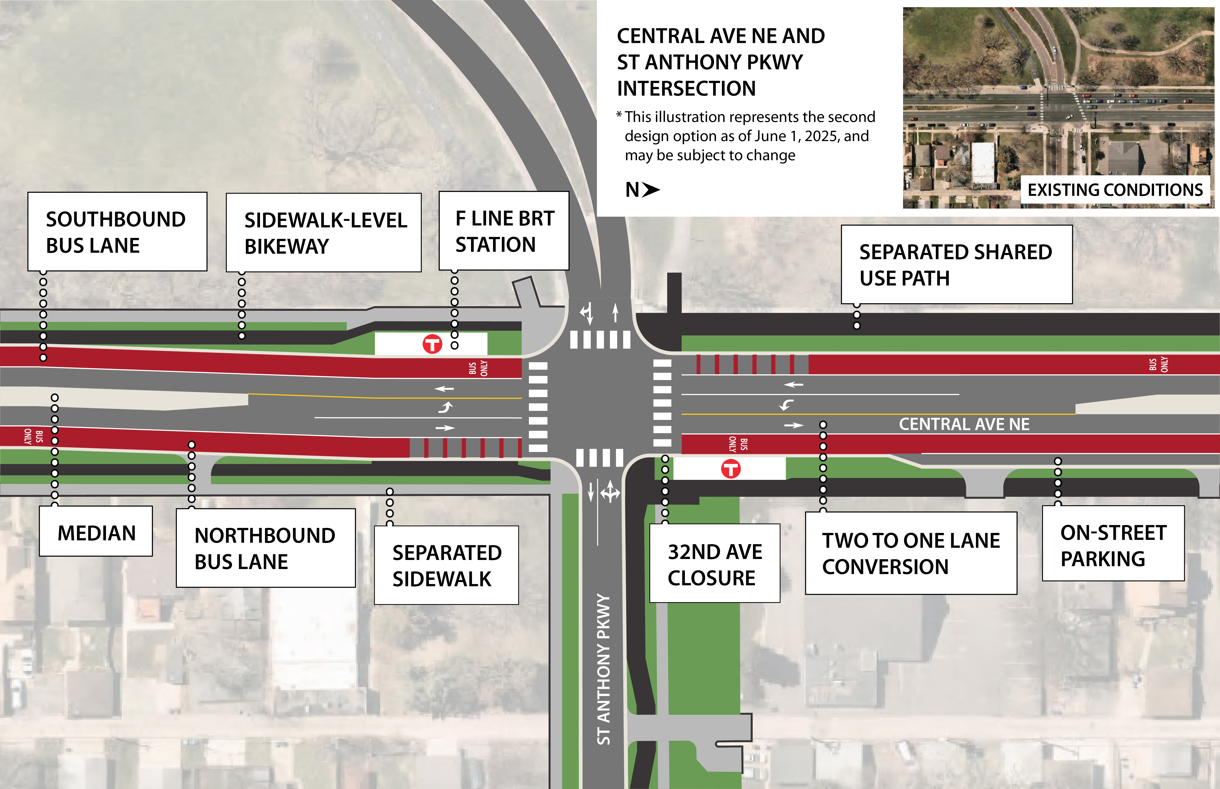 Central Avenue Northeast at Saint Anthony Parkway proposed changes