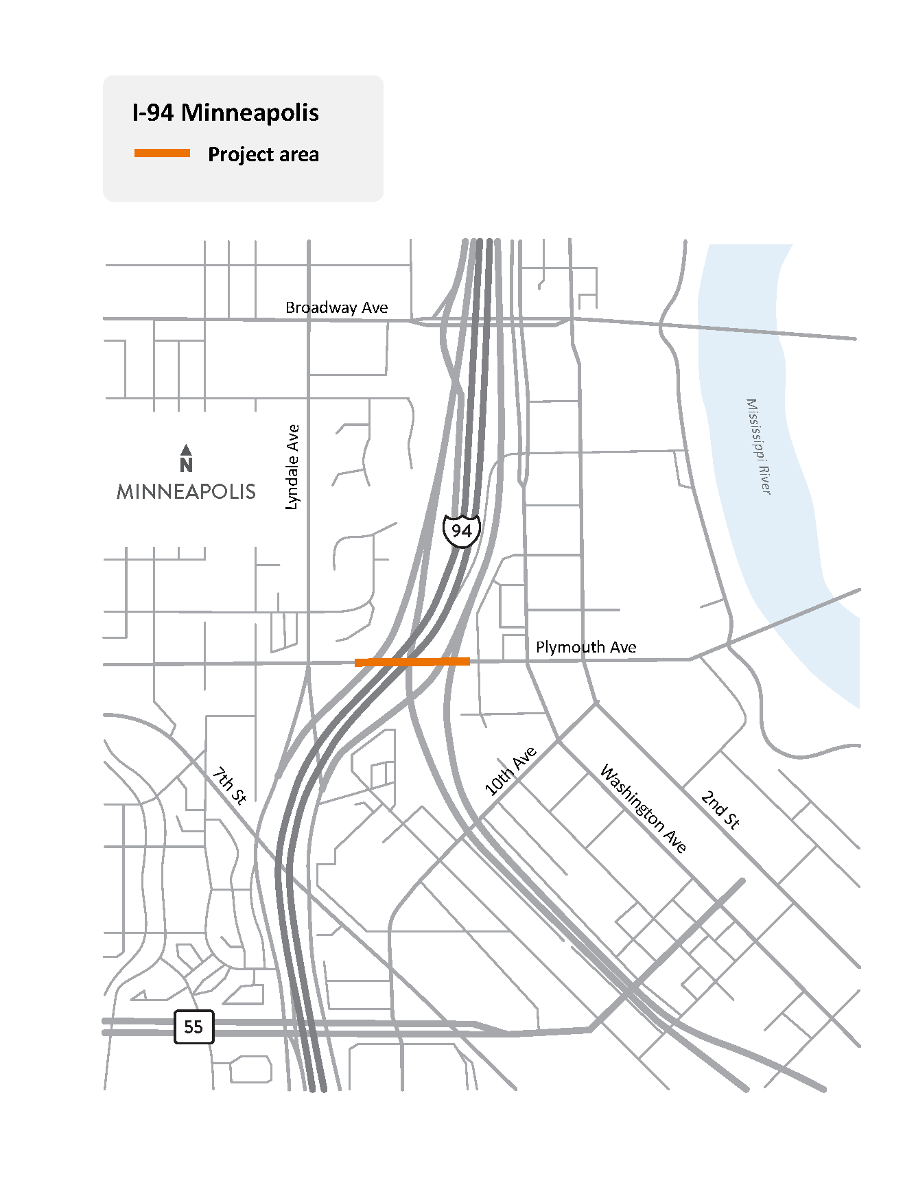Plymouth Avenue over I-94 in Plymouth Project locations map